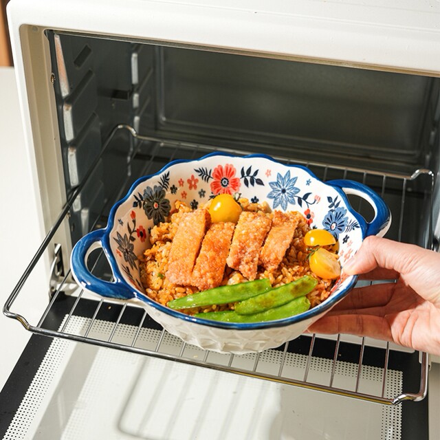 German Imported Double-Ear Anti-Scald Ceramic Large-Capacity Bowl for Home Use, High Aesthetic Appeal, Popular Online Salad, Instant Noodle, and Snail Noodle Bowl