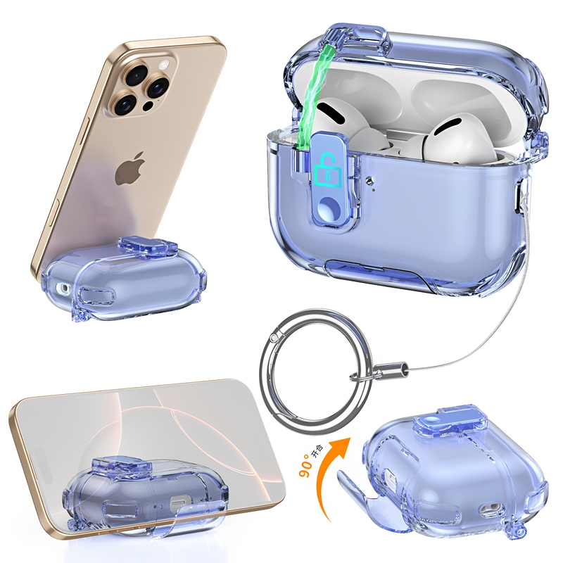 Pop-Up Phone Stand Suitable for Apple AirPods Pro 3 Wireless Bluetooth Earphone Protective Case, AirPods 4Th Generation Protective Shell, 2Nd Generation Earphone Case, Creative Anti-Drop Full-Cover Transparent Shell, Dustproof Pop-Up Phone Stand Suitable for Apple AirPods Pro 3 Wireless Bluetooth Earphone Protective Case, AirPods 4Th Generation Protective Shell, 2Nd Generation Earphone Case, Creative Anti-Drop Full-Cover Transparent Shell, Dustproof