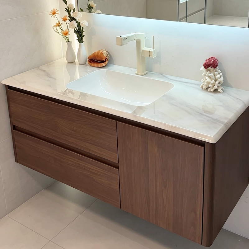 2026 New Model Landscape Flowing Sand Artificial Marble Bathroom Cabinet Set Washbasin Cabinet Bathroom Cabinet Vanity
