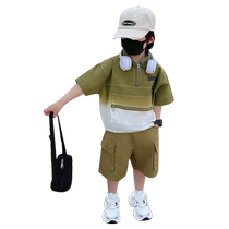 Boys summer clothing suit Yuppie Handsome Children Sports Ocean Gas Two Sets Mid-Boy Boy Summer Cool-Fried Street Boy Clothing