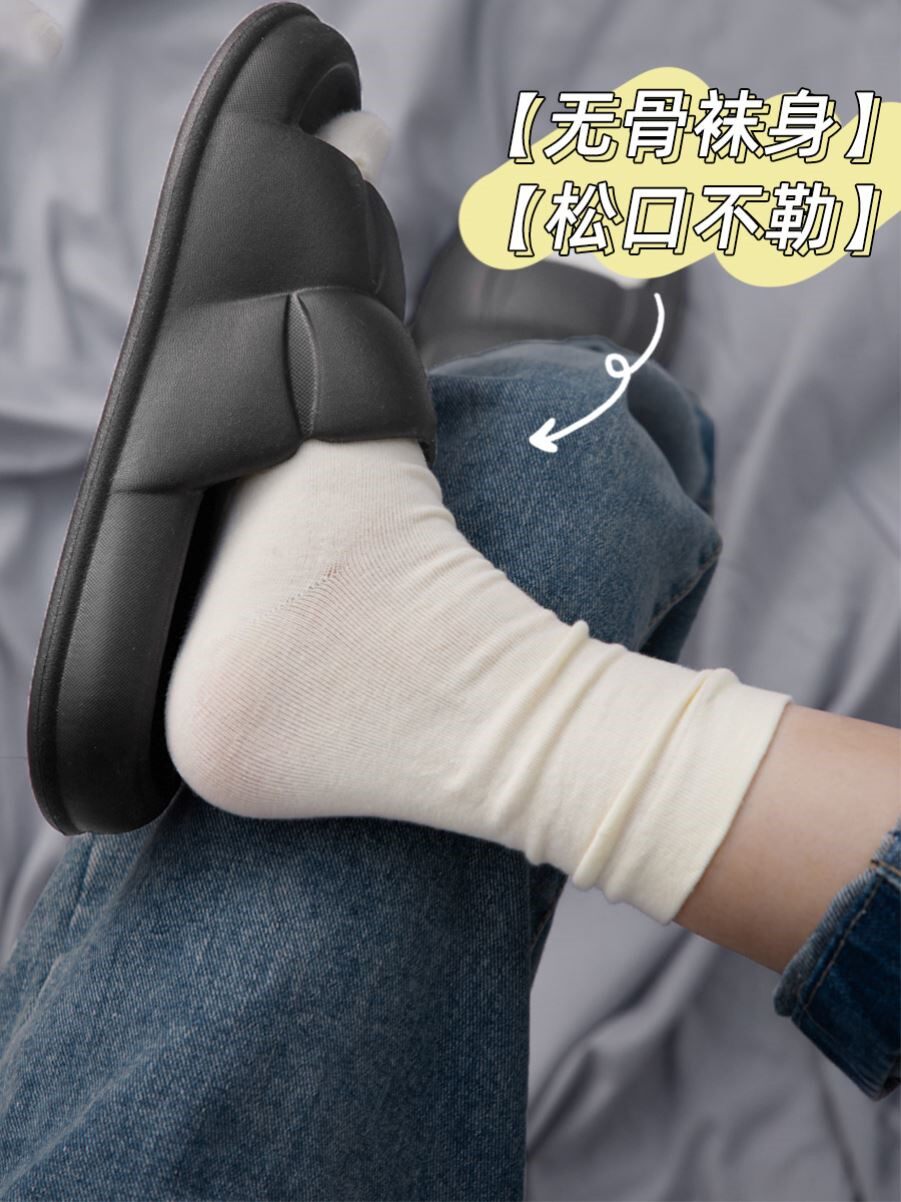 Spring and autumn with white boneless socks female midbarrel summer months pure cotton heaps of adult soft glutinous aged matsu stockings-Taobao