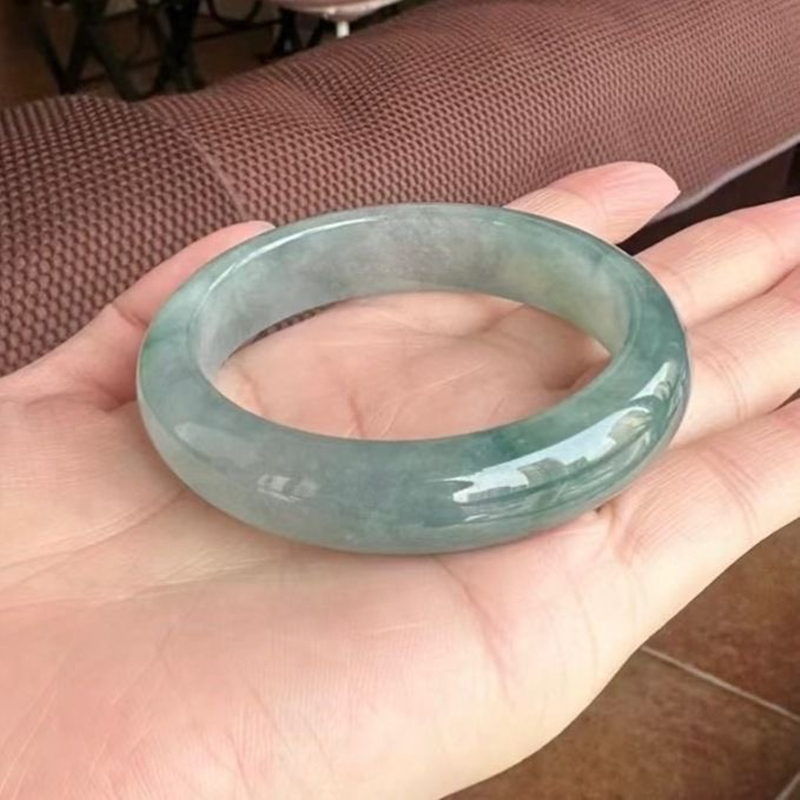 Burmese Jade Bracelet, Ice-Type Jade Bangle, Women's Jade Bracelet, Women's Jade (Treated) Oil Green Jade Bangle, Genuine