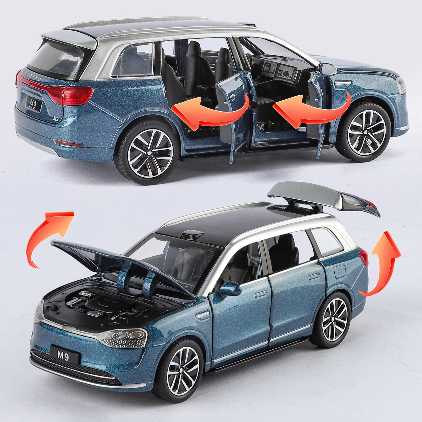 Sailaisi Wenjie M9 Car Model Alloy Car Model Simulation Suv New Energy Vehicle Children's Toy Car for Boys