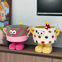 【Same as on Xiaohongshu】Little Monster Storage Bucket Home Decor Dopamine Soft Furnishing Storage Basket Storage Box