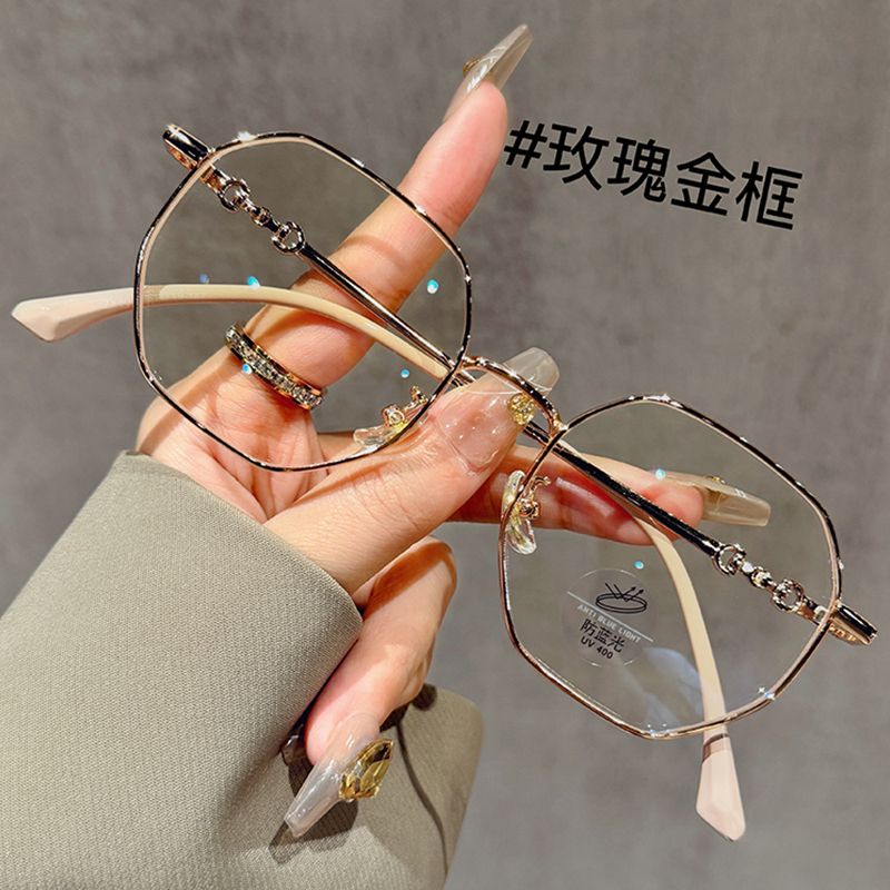 High-End Prescription Glasses for Women, Available with Prescription Lenses, Anti-Blue Light, Anti-Radiation, Non-Prescription Lenses, Eye Protection, Gold-Rimmed Frames, Make the Face Look Smaller High-End Prescription Glasses for Women, Available with Prescription Lenses, Anti-Blue Light, Anti-Radiation, Non-Prescription Lenses, Eye Protection, Gold-Rimmed Frames, Make the Face Look Smaller