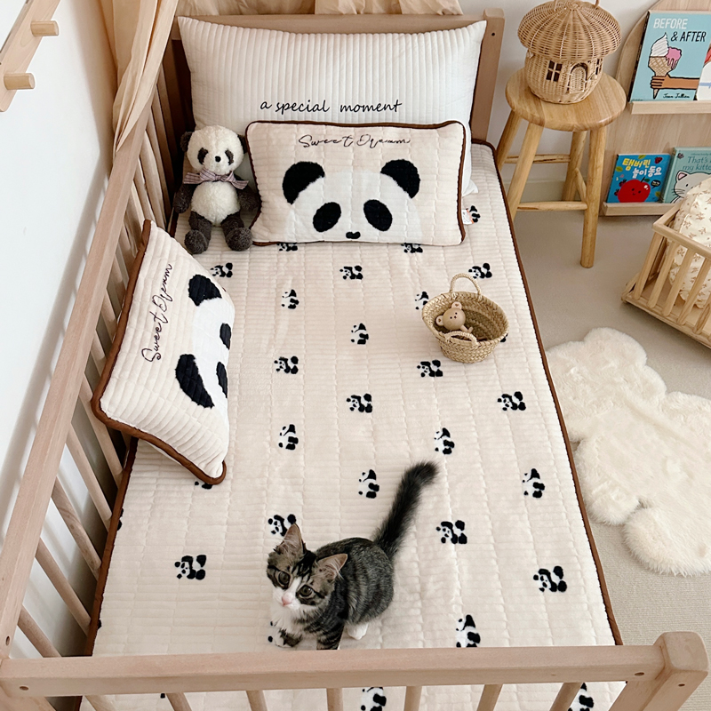 Category A Crib Bed Linen Milk Suede Kindergarten Bed Pint Baby Special Splicing Bed Bed Cover Customizable Bed Gasawara-Taobao