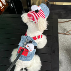 Pet Leash Set Harness Cat and Dog Clothes Outdoor Walking Leash Small Dog Hat Cute