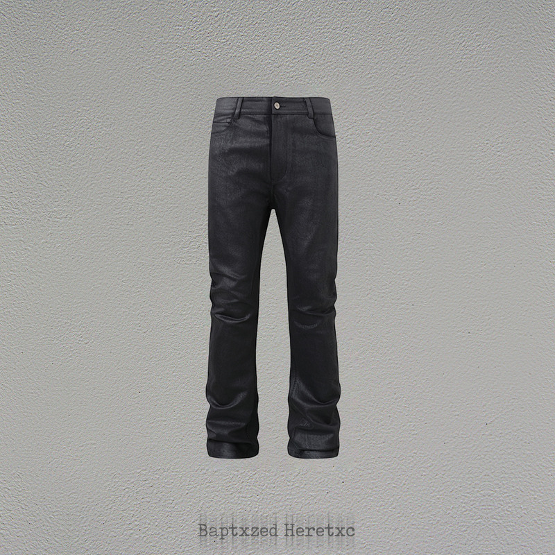 Bh26Ss「Bp-04」Dark Pioneer Handmade Wax Brushed Scimitar Cut Flared Jeans