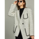 ELLE French design striped woolen coat for women 2023 winter new style mid-length niche double-sided woolen coat