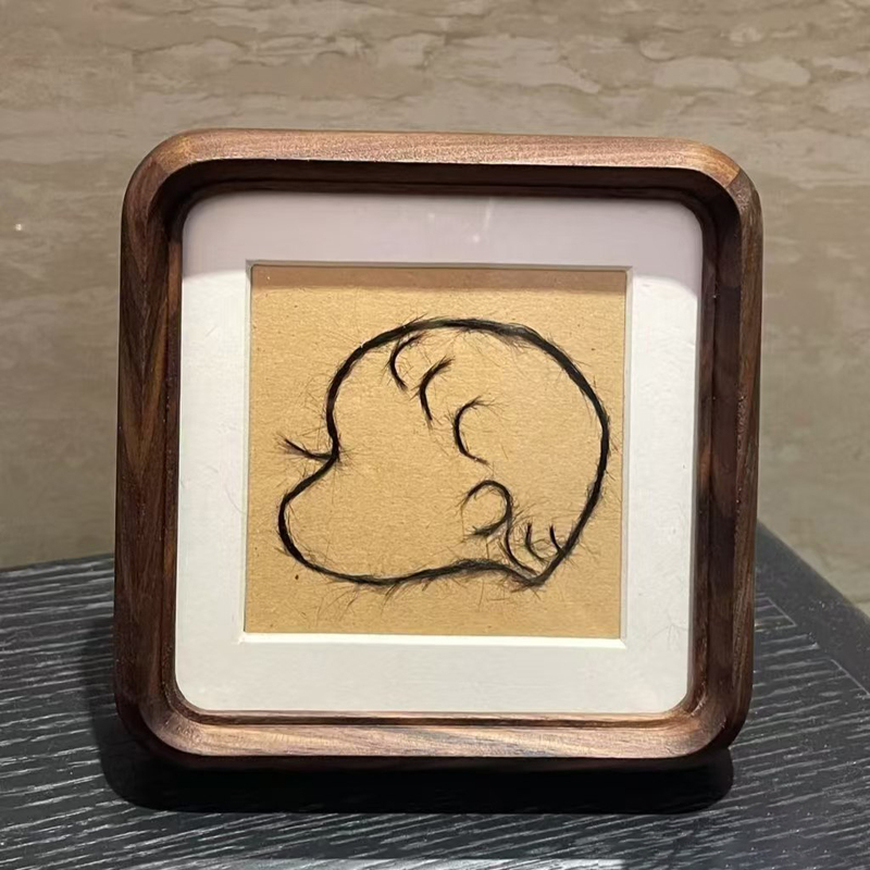 Dried Baby Hair Photo Frame Making LAOSHU Fetal Hair Painting Souvenirs DIY Baby Mini Solid Wood Commemorative Display Stand