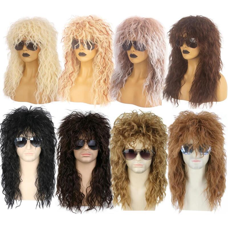 European and American Men's Wigs, 80S Punk Style, Multi-Color Options, Long Curly Hair, Halloween Cosplay Rock Wig Set European and American Men's Wigs, 80S Punk Style, Multi-Color Options, Long Curly Hair, Halloween Cosplay Rock Wig Set