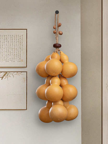 Natural Gourd Pendant, Real Gourd String Hanging Decoration for Entrance Door, Living Room, Foyer, Hallway, Gourd Fortune-Hanging Ornament