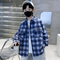 Childrens clothing boys spring long-sleeved shirts 2024 new spring and autumn styles for middle-aged and older children handsome spring boys shirts trend