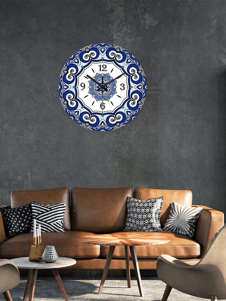Dunhuang Decorative Wall Hanging Creative No-Drill Glass Clock Wall Clock for Bedroom and Living Room 2026 Model Simple Home Clock