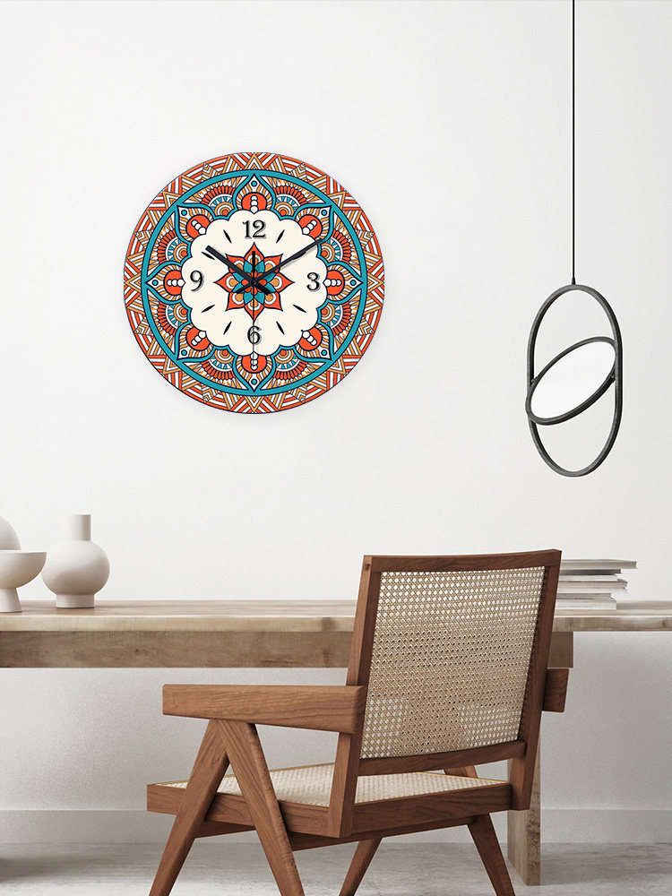 Dunhuang Decorative Wall Hanging Creative No-Drill Glass Clock Wall Clock for Bedroom and Living Room 2026 Model Simple Home Clock