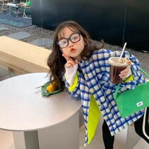 Girl Clip Cotton Jacket 2024 New Early Winter Children Plaid Fur Cotton Clothes Little Girl Cotton Clothing Foreign Air Autumn Winter Clothing