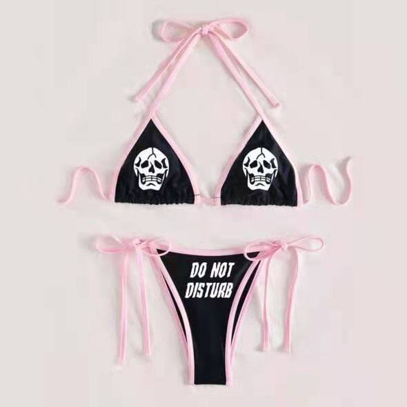 2-Piece Color-Blocked Triangle Bikini Set with Prints - Taobao product photo 4
