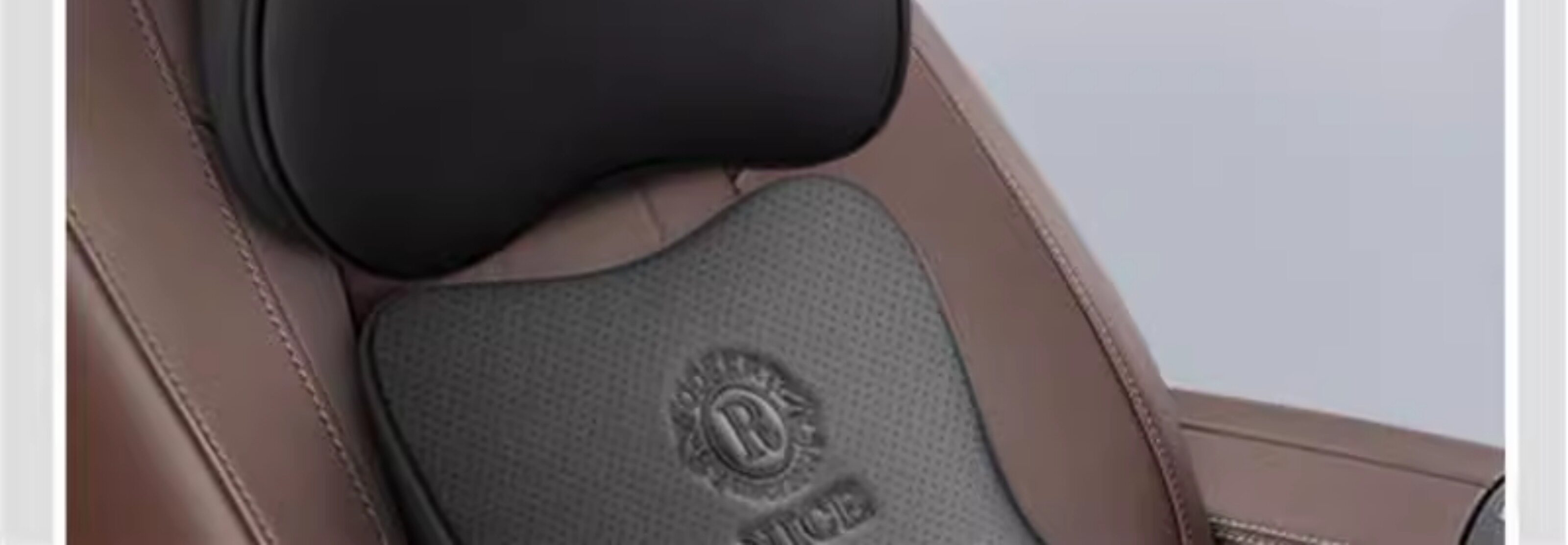 Cross-Border Car Headrest and Lumbar Support, Genuine Leather High-End Car Cushion, Car Headrest, Memory Foam, Aviation Grade Car Neck Pillow