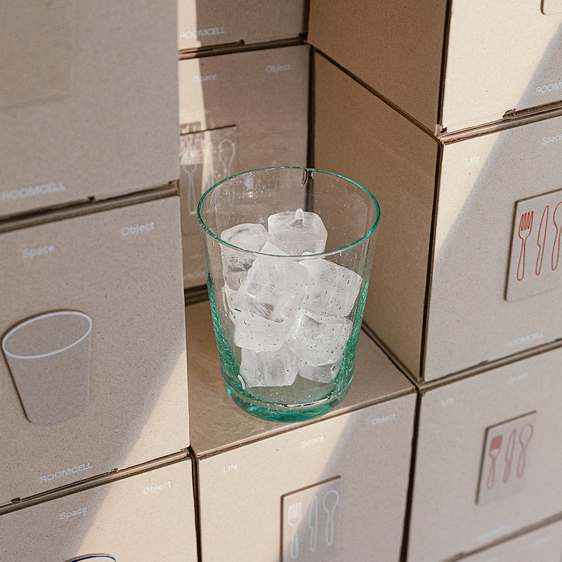 Roomcell Bubble Glass Cup for Home Use, Particularly Beautiful and Stylish, Green Retro Gift Box for Women, Water, Wine, Iced Coffee