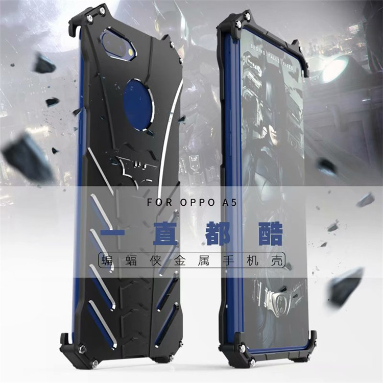 R-Just Batman Shockproof Aluminum Shell Metal Case with Custom Batarang Stent for OPPO A5