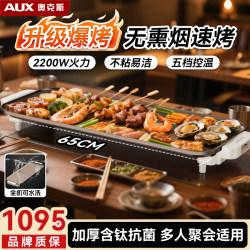 Oaks Electric Grill Pan for Home Use, Multifunctional Household Electric Barbecue Pan, Smokeless Indoor Electric Grill, Electric Griddle