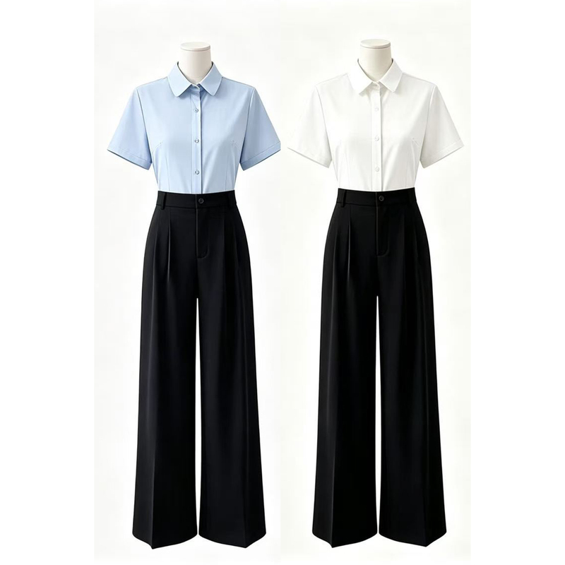 White Shirt for Women, Summer Civil Servant Career Interview Suit, Professional Formal Suit, Work Uniform, Drapey Suit Pants White Shirt for Women, Summer Civil Servant Career Interview Suit, Professional Formal Suit, Work Uniform, Drapey Suit Pants