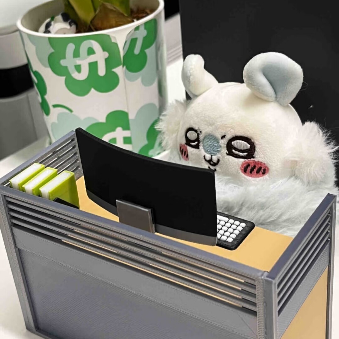 bjd场景道具娃屋 mini工位牛马桌bjd电脑桌微缩乌萨奇棉花娃娃道具娃屋迷你工作桌