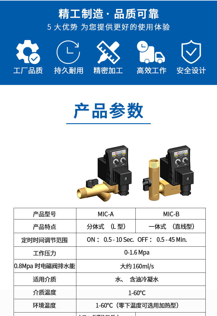 Соленоидный клапан 乔克念承电子排水阀220v定时自动排水器mic-a mic-b开关电磁阀门 Jorc