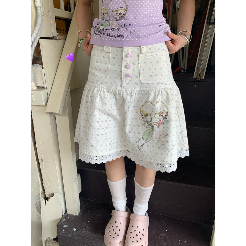 1Moresheep×Mitsuko_Ruii's Matching Purple Floral Denim Skirt Is Versatile 1Moresheep×Mitsuko_Ruii's Matching Purple Floral Denim Skirt Is Versatile