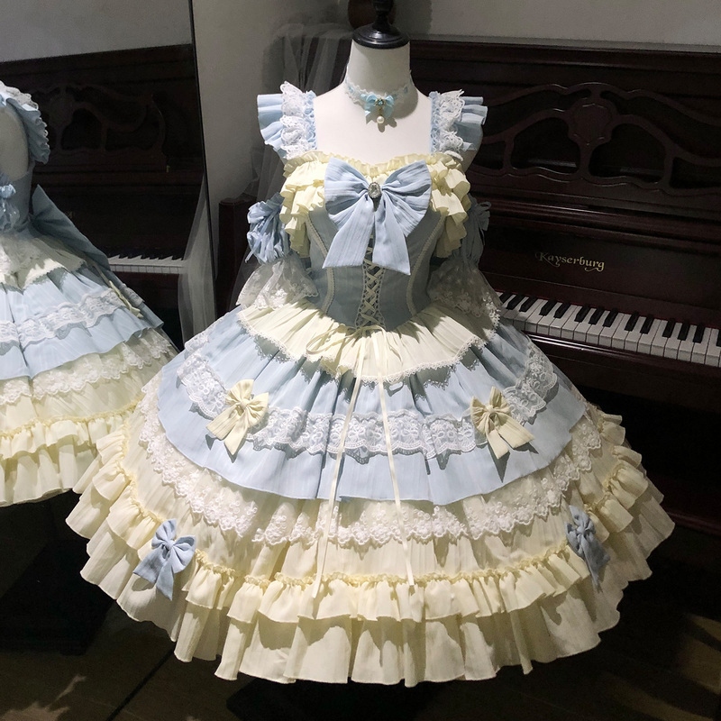 Hey Sugar Hey Doo Lolita Original Ice Blue Milk Tide Jsk Summer Lolita Strap Dress Daily Fresh Dress