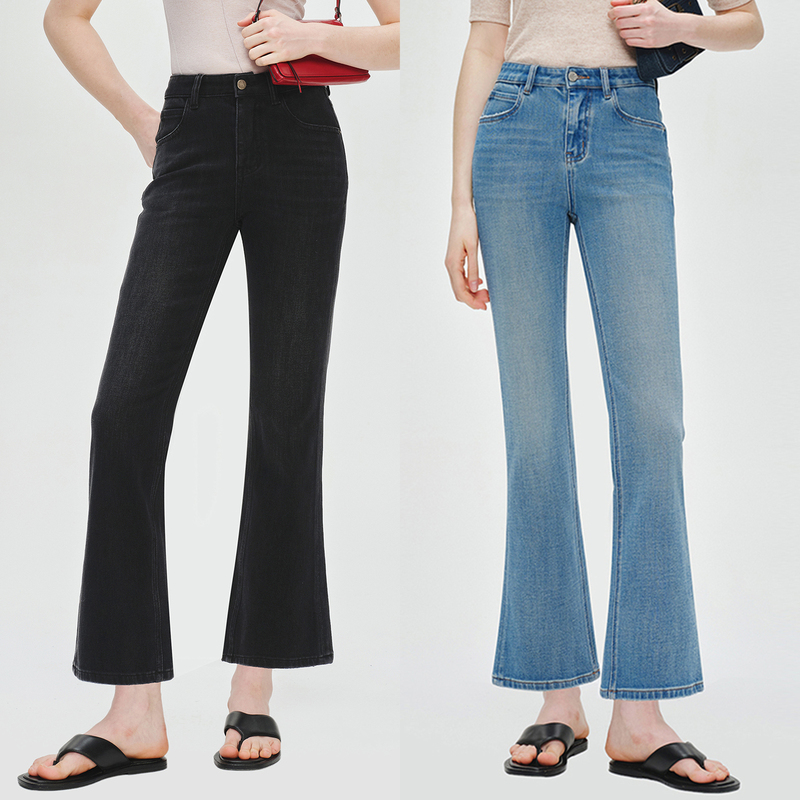 High-Waisted Slim-Fit Flared Jeans for Women, Versatile and Slimming, 2026 Spring New Style, Four-Way Stretch, Cropped Bell-Bottom Pants for Petite Women