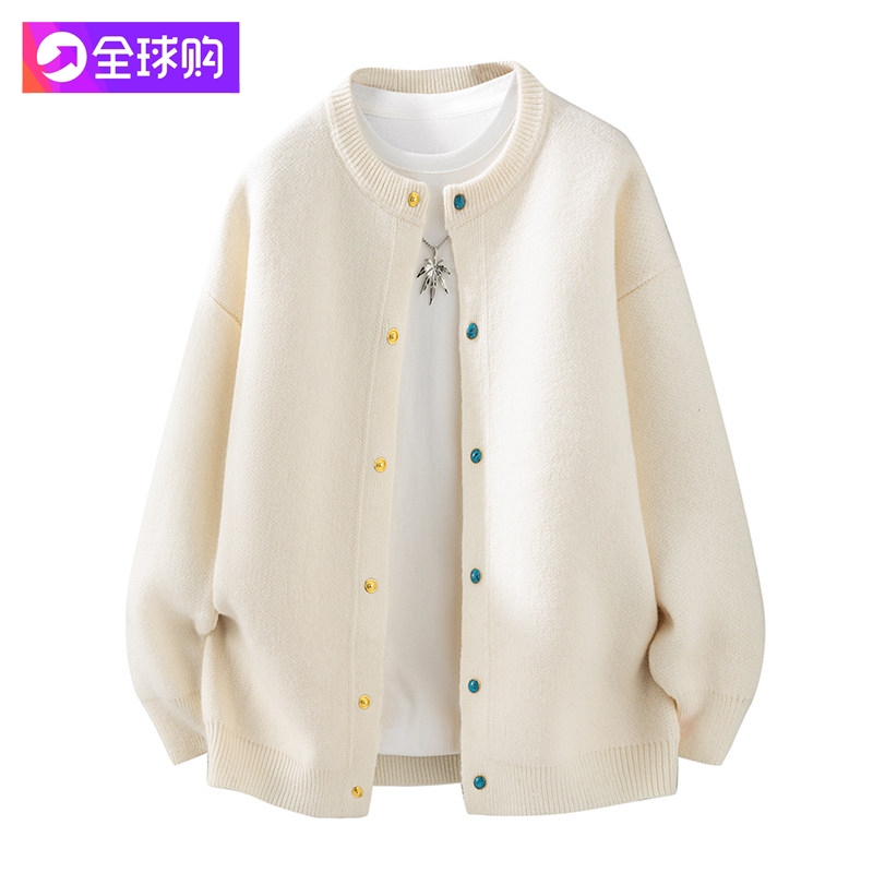 Jack Tommy 100% Pure Sheep Wool Cardigan Knitwear Men's Casual Warm High-End Jacket Sweater