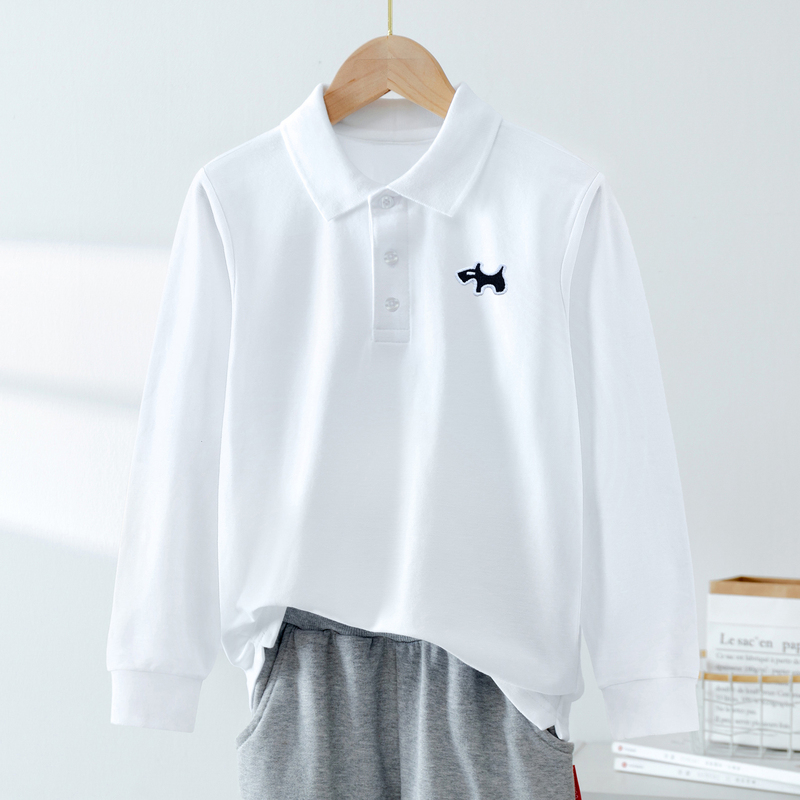 Boys' Polo Shirt, Pure Cotton, Long-Sleeved, Autum, 11-Year-Old Teenagers, 12-18-Year-Old Boys, Student Lapel T-Shirt, Handsome Top Boys' Polo Shirt, Pure Cotton, Long-Sleeved, Autum, 11-Year-Old Teenagers, 12-18-Year-Old Boys, Student Lapel T-Shirt, Handsome Top