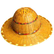 Bamboo safety helmet with enlarged brim construction site breathable sunshade summer protective rattan hat national standard construction project