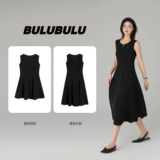 Короткое классическое платье без рукавов, круглый воротник