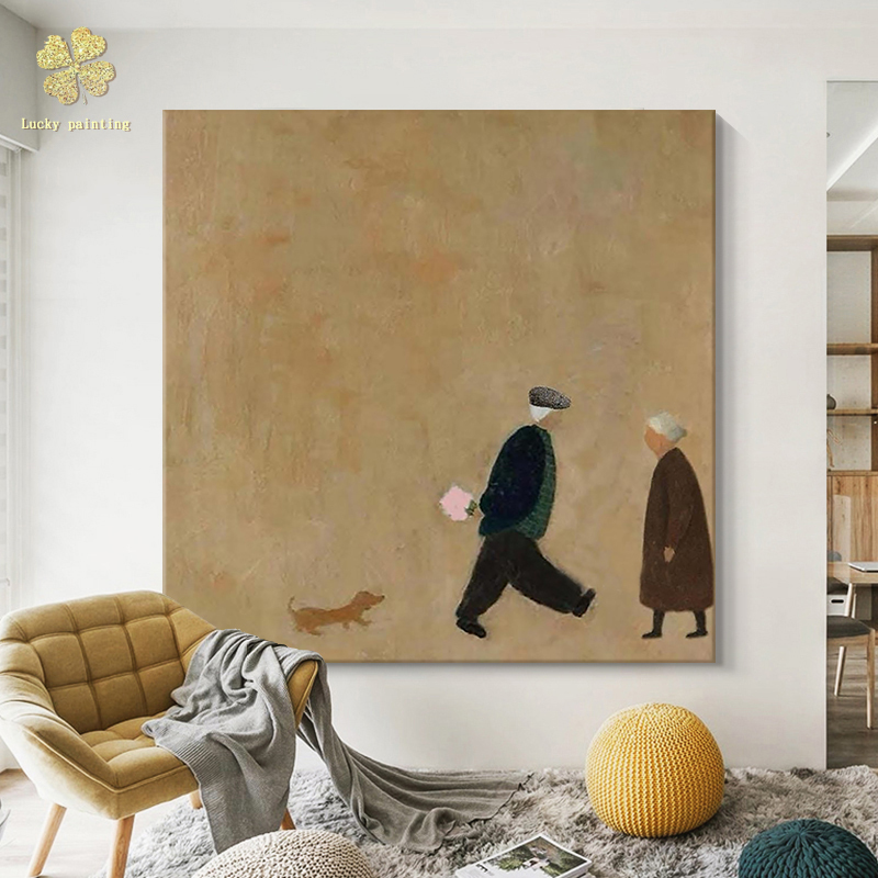 The Old Man and the Puppy, Antique-Style Living Room Hand-Painted Oil Painting, Entrance Niche Minimalist Decorative Painting, Retro-Style Hanging Painting The Old Man and the Puppy, Antique-Style Living Room Hand-Painted Oil Painting, Entrance Niche Minimalist Decorative Painting, Retro-Style Hanging Painting