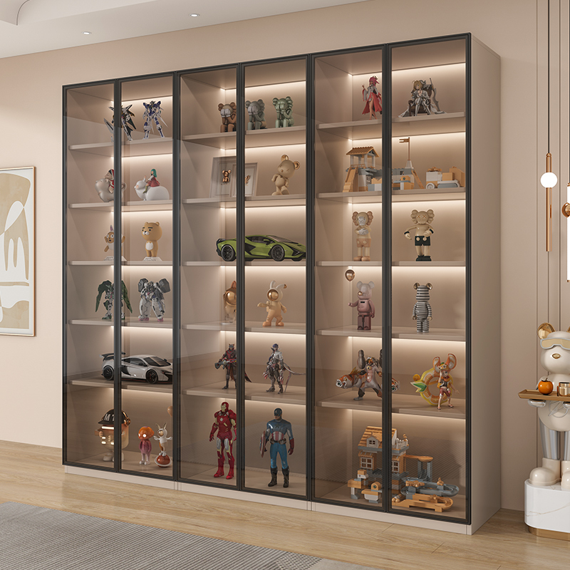 Display Cabinet with Glass Doors, Model Lego Flip-Up Door Storage Rack, Anime Storage Cabinet, Solid Wood Living Room Bookcase Display Cabinet with Glass Doors, Model Lego Flip-Up Door Storage Rack, Anime Storage Cabinet, Solid Wood Living Room Bookcase