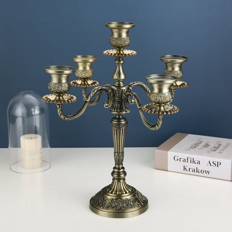 Eurostyle candlestick home living room light and luxurious 3 heads Creative Wedding Five retro Romantic Candle Light Dinner Wax Candle Holder-Taobao