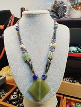 Volkswagen Roman Green Jade West Asian style bloggers same style beaded clavicle sweater chain necklace 2024 new emerald green