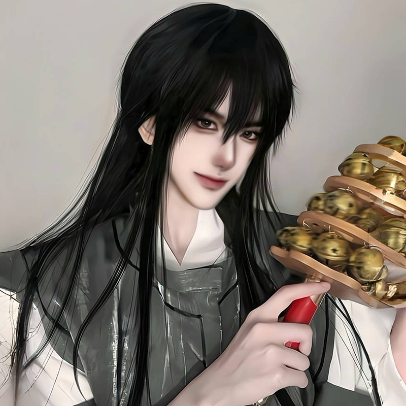 古风假毛男古代书生长刘海白柳cos国风少年长发新中式仿真头皮顶_COSPLAY配件_淘宝游戏网