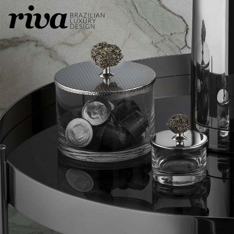 Riva Brazil Import Creative Glass Containing Jar Light Lavish Coffee Storage Tank Swing home Snack Candy Jar-Taobao