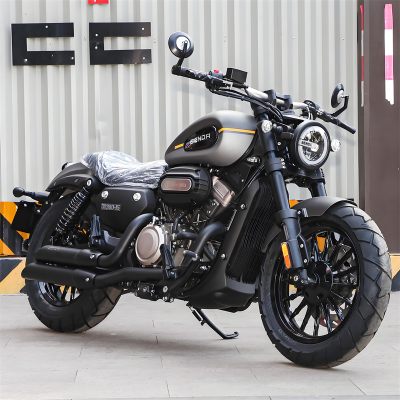 New Model of Benda Jinjila 300 Dual-Cylinder Water-Cooled Cruiser Motorcycle, Gray Stone 300, Retro Cruising Motorcycle for Men and Women