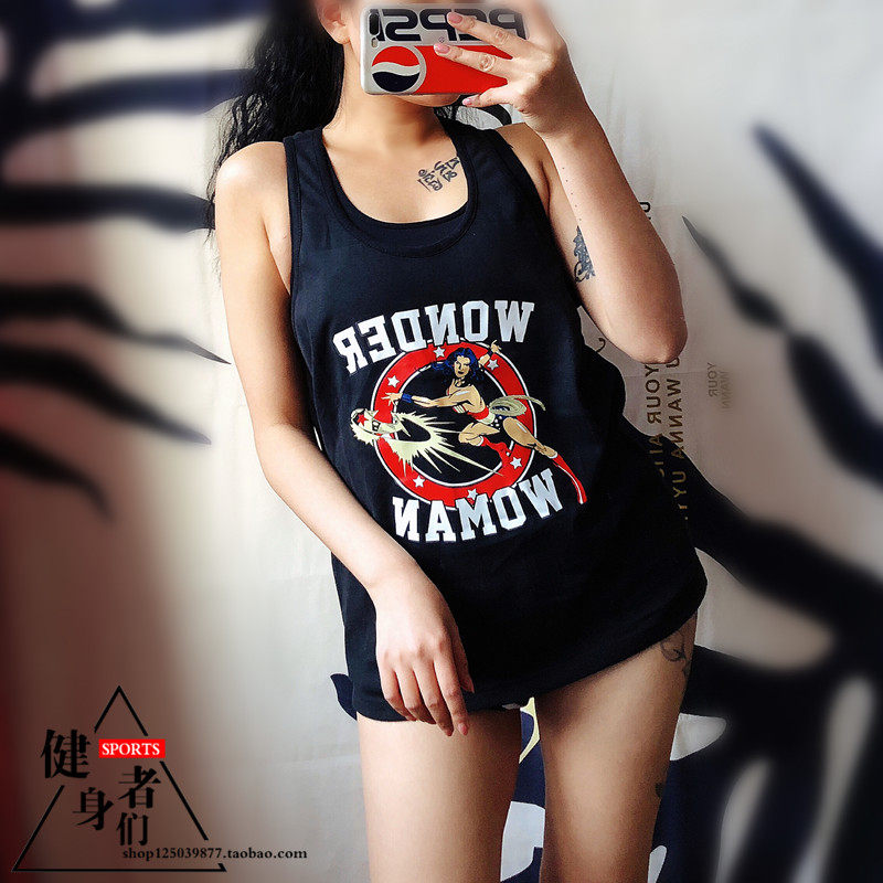 Fitness couple men and women Wonder Woman tide brand National tide net red sports I-shaped vest leisure