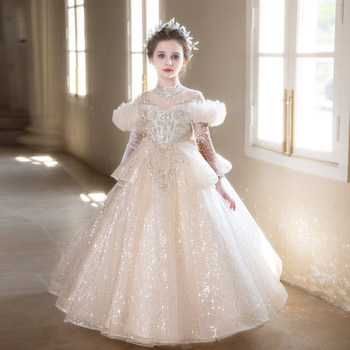 Children's Dress, Light Luxury, Niche, High-End Flower Girl Wedding Dress, Little Girl's Birthday Party Princess Dress, Piano Performance Dress