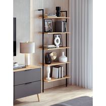 High-end simple solid wood bookshelf floor-standing multi-layer storage rack iron storage rack wall hanging rack office display