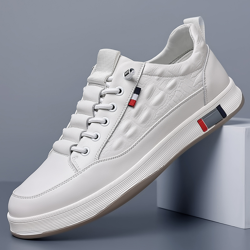 啄木鸟男鞋真皮秋季2025新款运动休闲皮鞋男士小白鞋牛筋底板鞋潮
