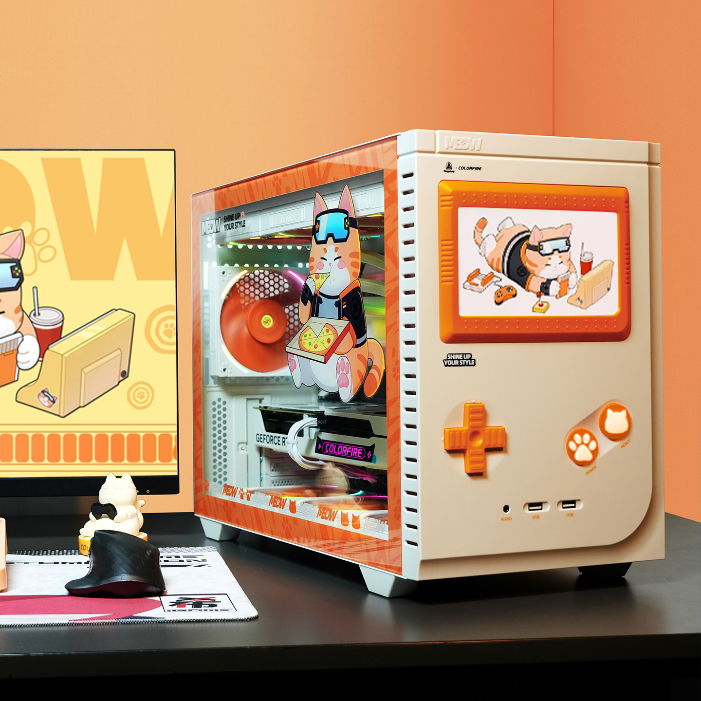 Colorfire Flagship Store Seven-Color Rtx5060 Computer Desktop Orange Cat Family Bundle I5 14400F Assembled Desktop 14600Kf Gaming 245Kf Orange Shadow Orange DIY Compatible Complete Machine