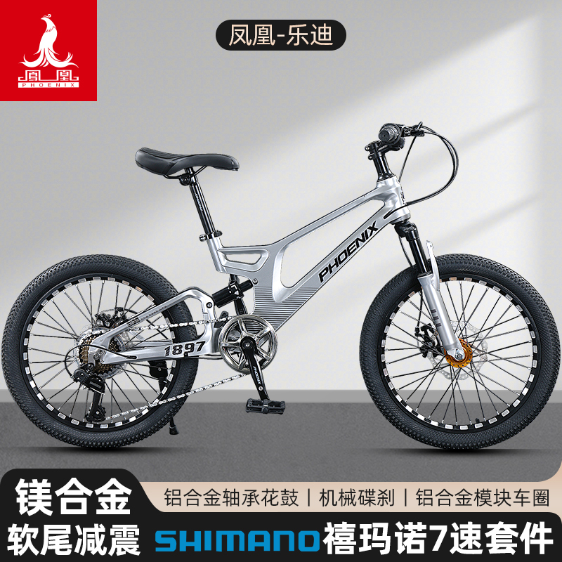 Phoenix Ledi Magnesium Alloy Children's Bicycle for Boys and Girls Aged 6-12-15, Teenagers, Older Children, Mountain Bike with Gears