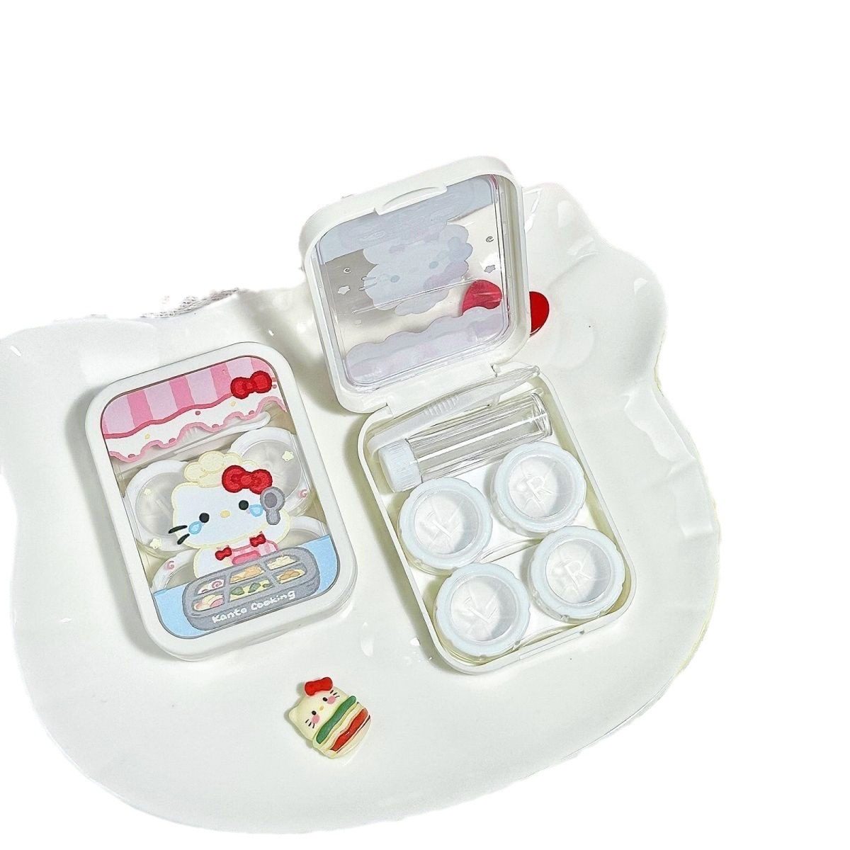 Cute Contact Lens Case, Portable Push-Type Cartoon Contact Lens Case, Applicator, Care Box, Companion Box, Storage Box