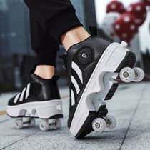 Adult four-wheel deformation heelys for boys and girls walking roller skates mesh breathable skates sports shoes large size